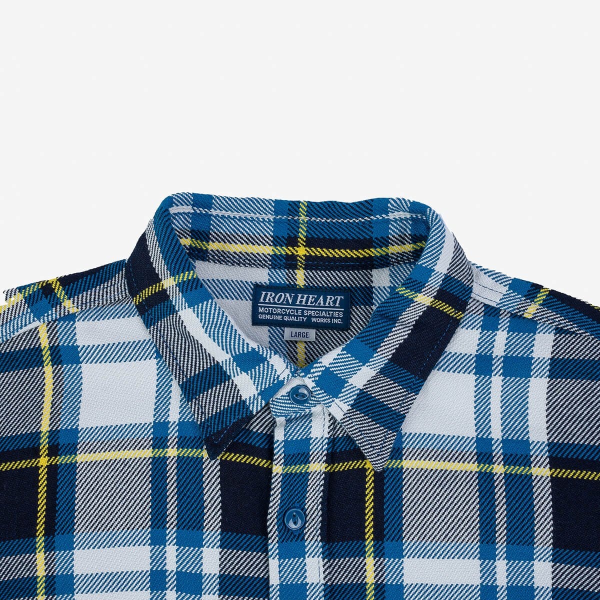 IHSH-382-BLU 9oz Selvedge American Check Work Shirt - Blue - 8