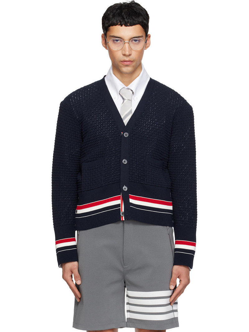 Navy Float Ripple Stitch RWB Cardigan 1