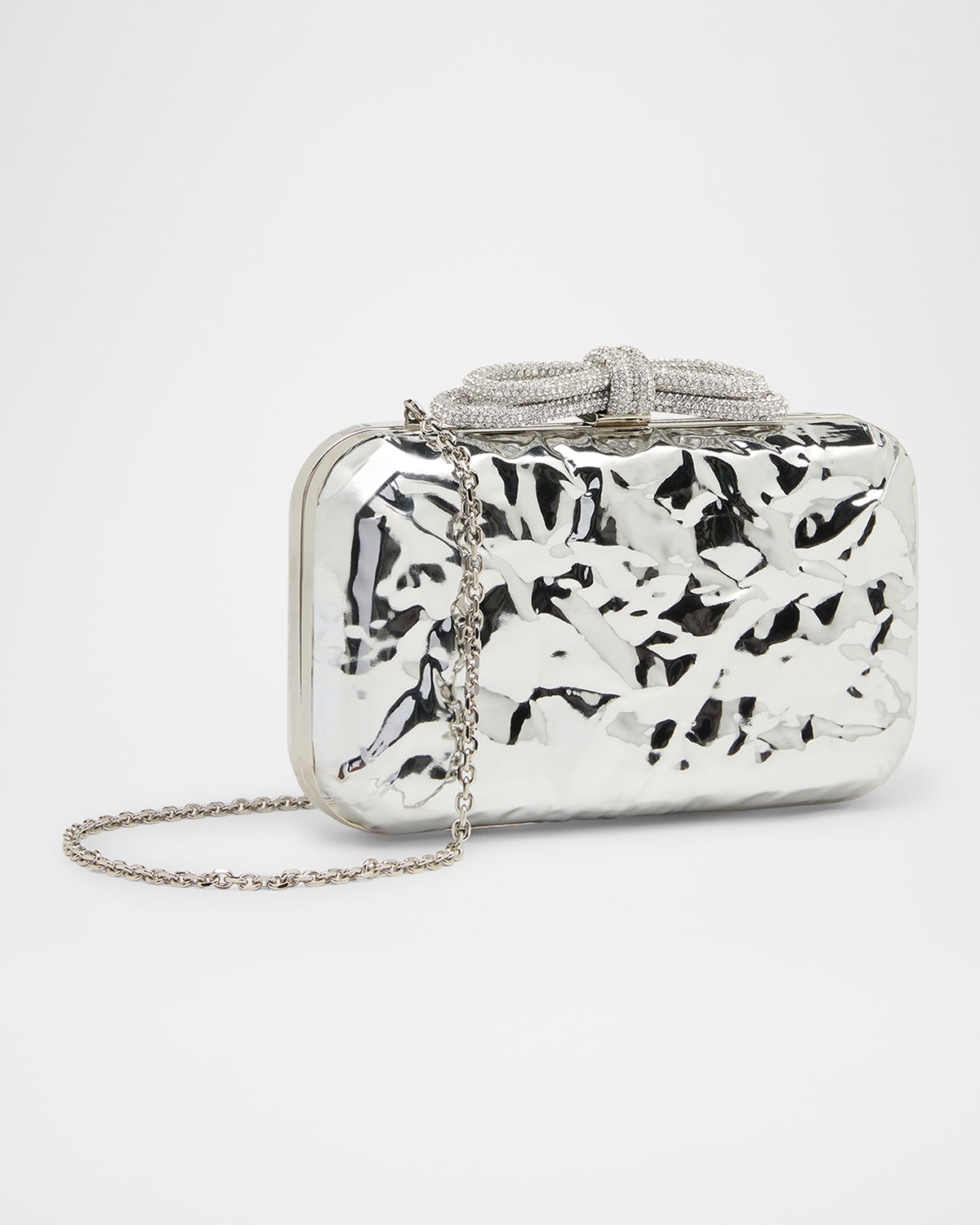 Double Bow Wrapped Mirror Leather Clutch Bag - 2