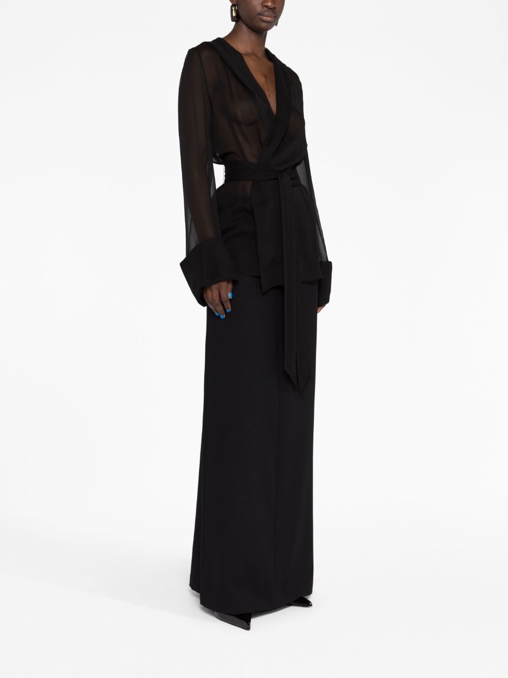 semi-sheer long-sleeve top - 6
