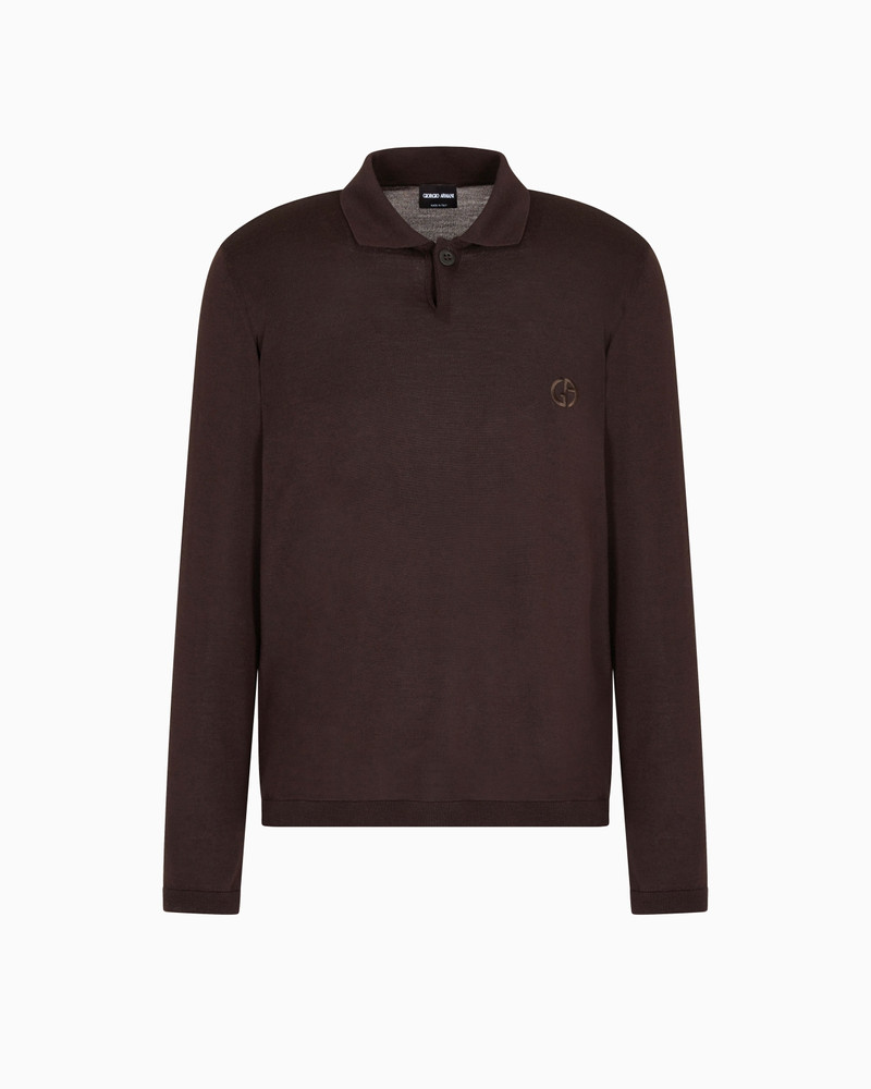 LONG-SLEEVED POLO SHIRT IN VIRGIN WOOL 1