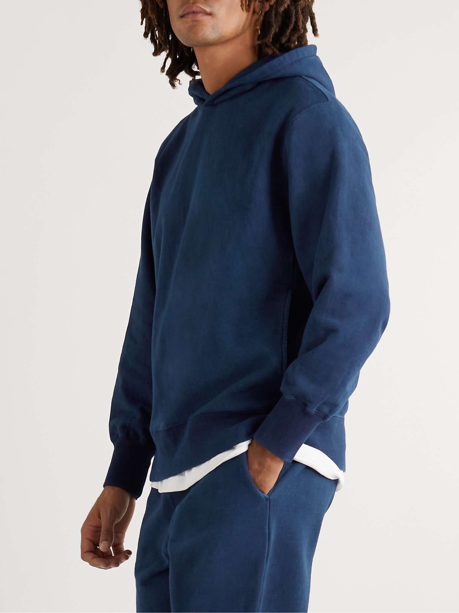 Indigo-Dyed Cotton-Jersey Hoodie - 4