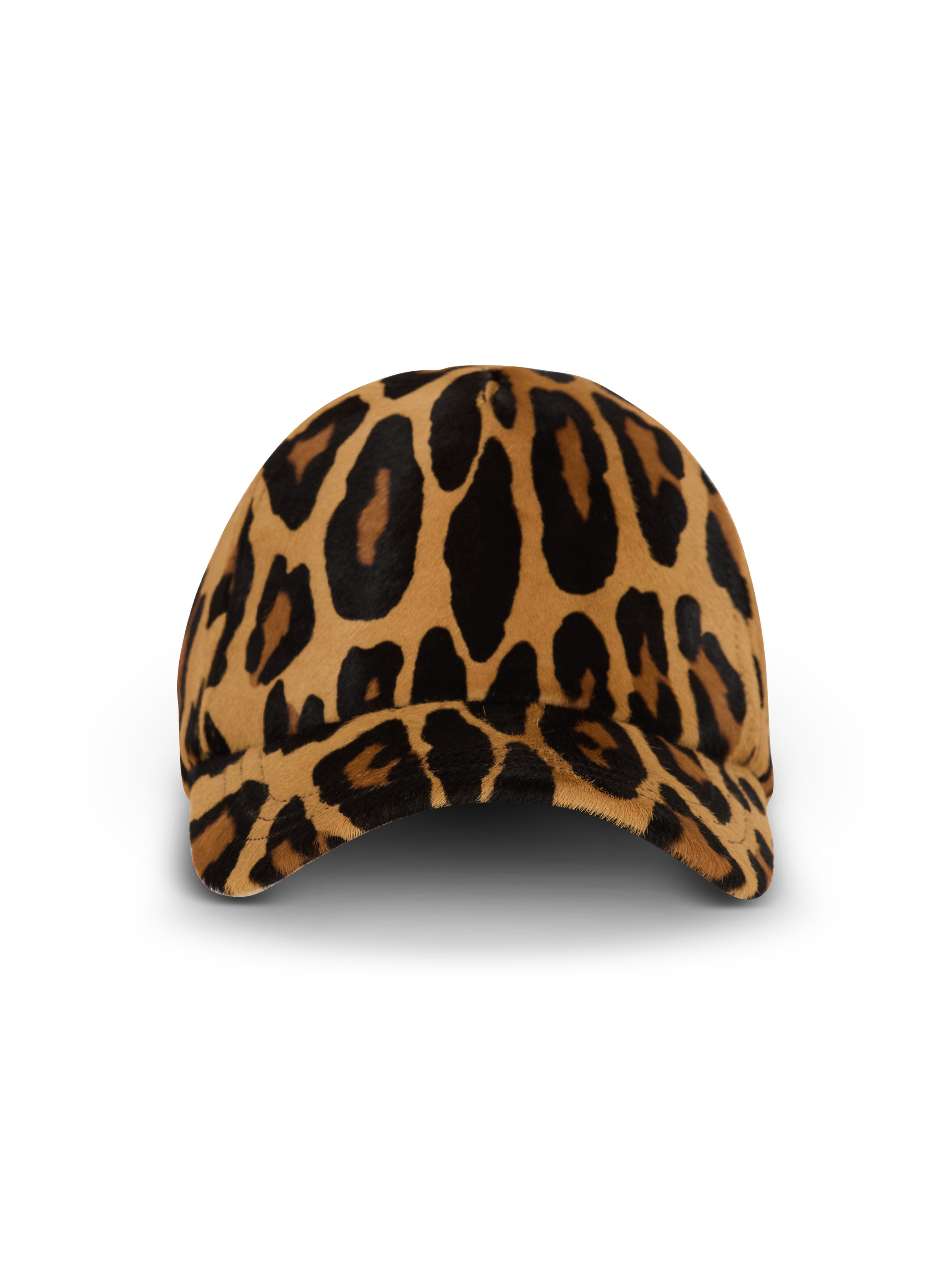 Ponyskin-style leather cap with leopard pattern - 1