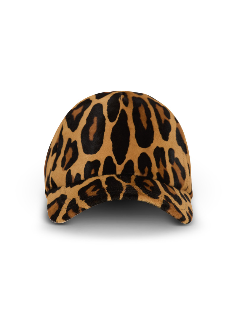Ponyskin-style leather cap with leopard pattern 3