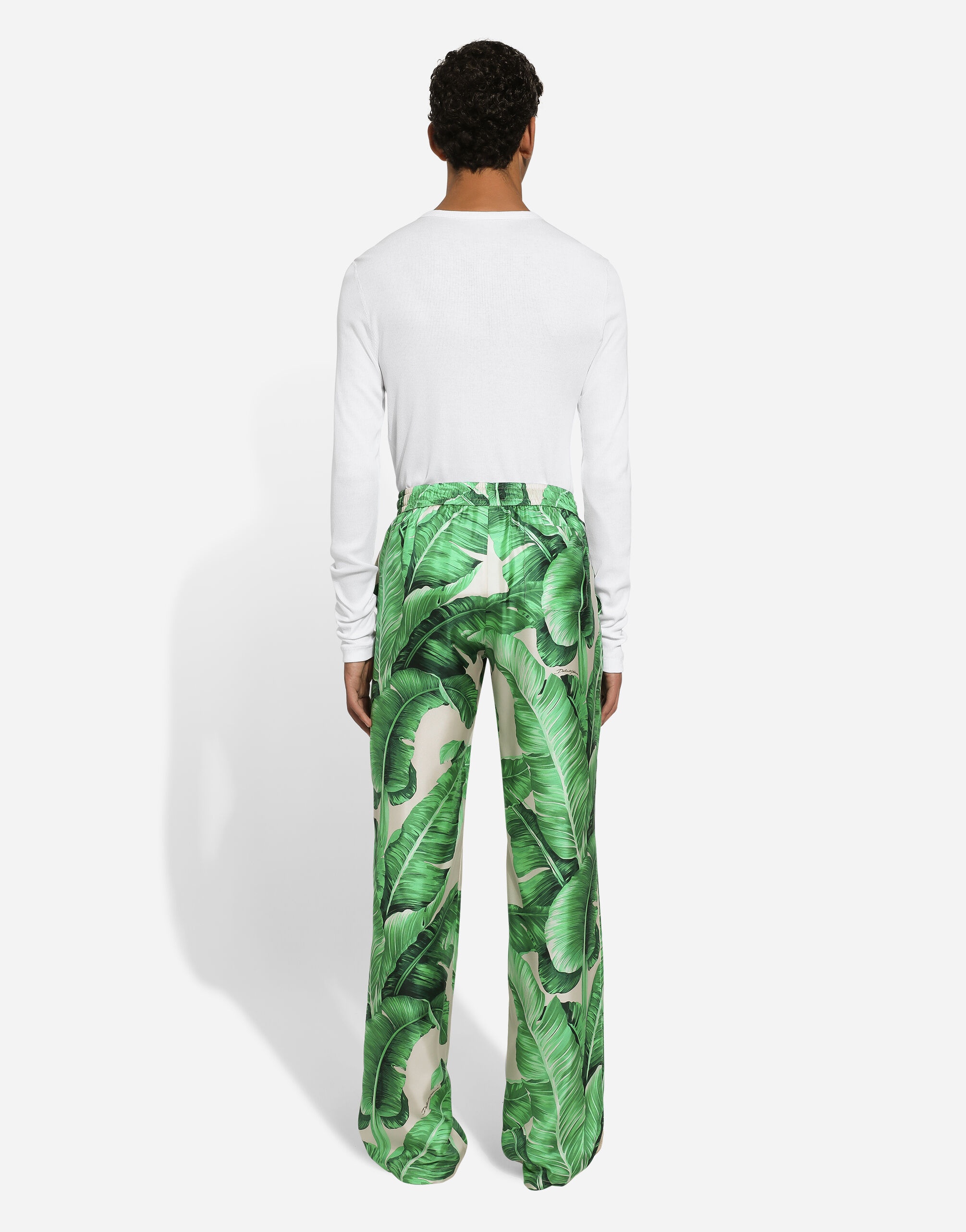 Banana-tree-print silk pajama pants - 3