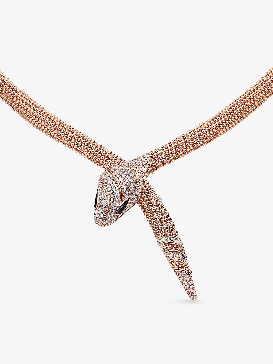 Serpenti 18ct rose-gold and 3.13ct brilliant-cut diamond necklace - 2