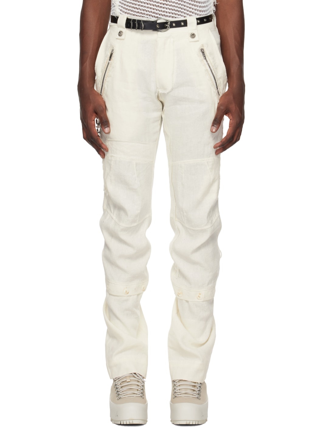 Off-White Distressed Trousers - 1