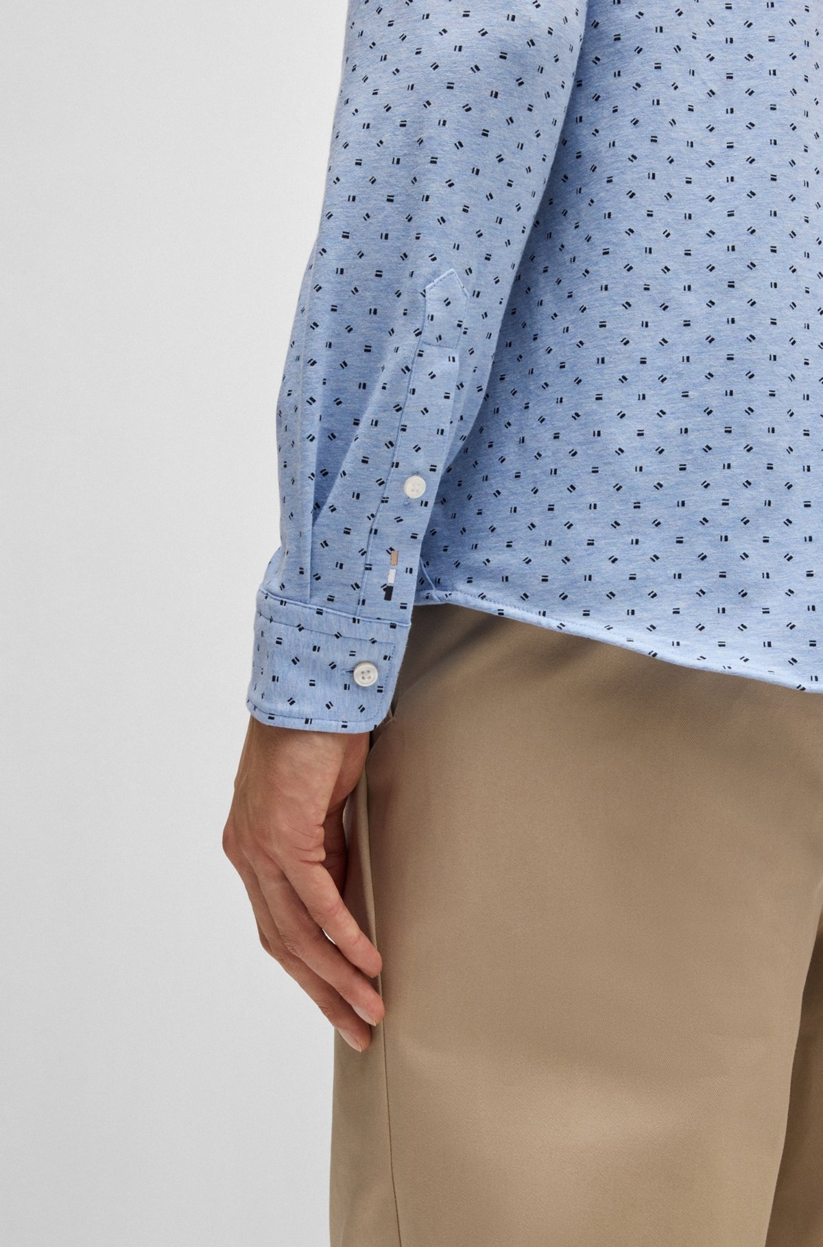 SLIM-FIT SHIRT IN PRINTED STRETCH-COTTON JERSEY - 6