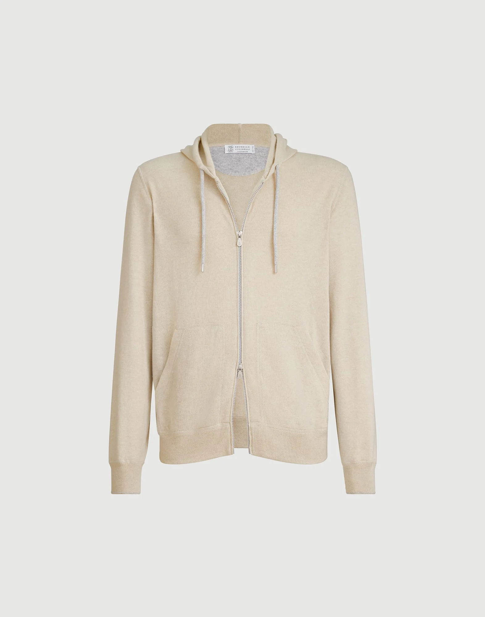 Cashmere sweatshirt-style cardigan with hood - 1