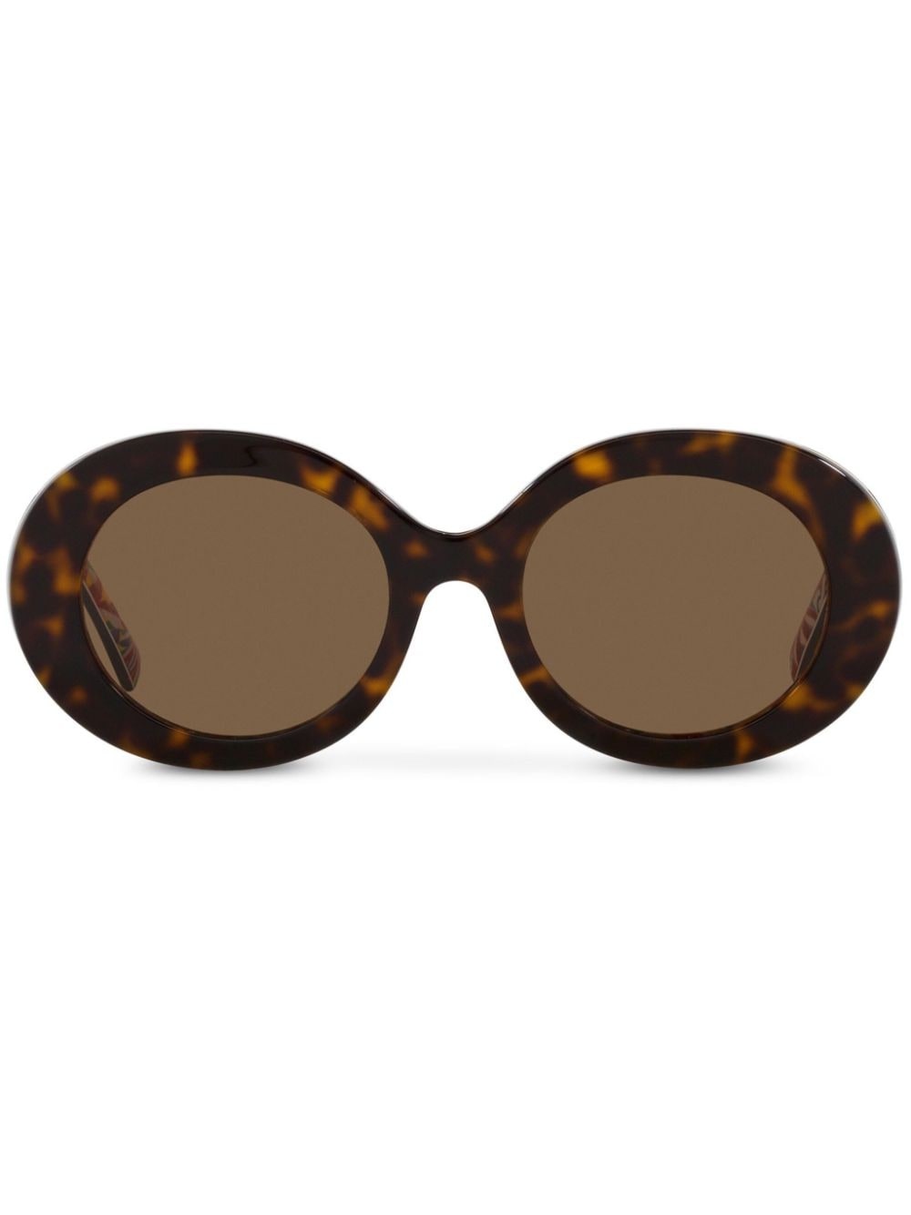tortoiseshell-effect round-frame sunglasses - 1