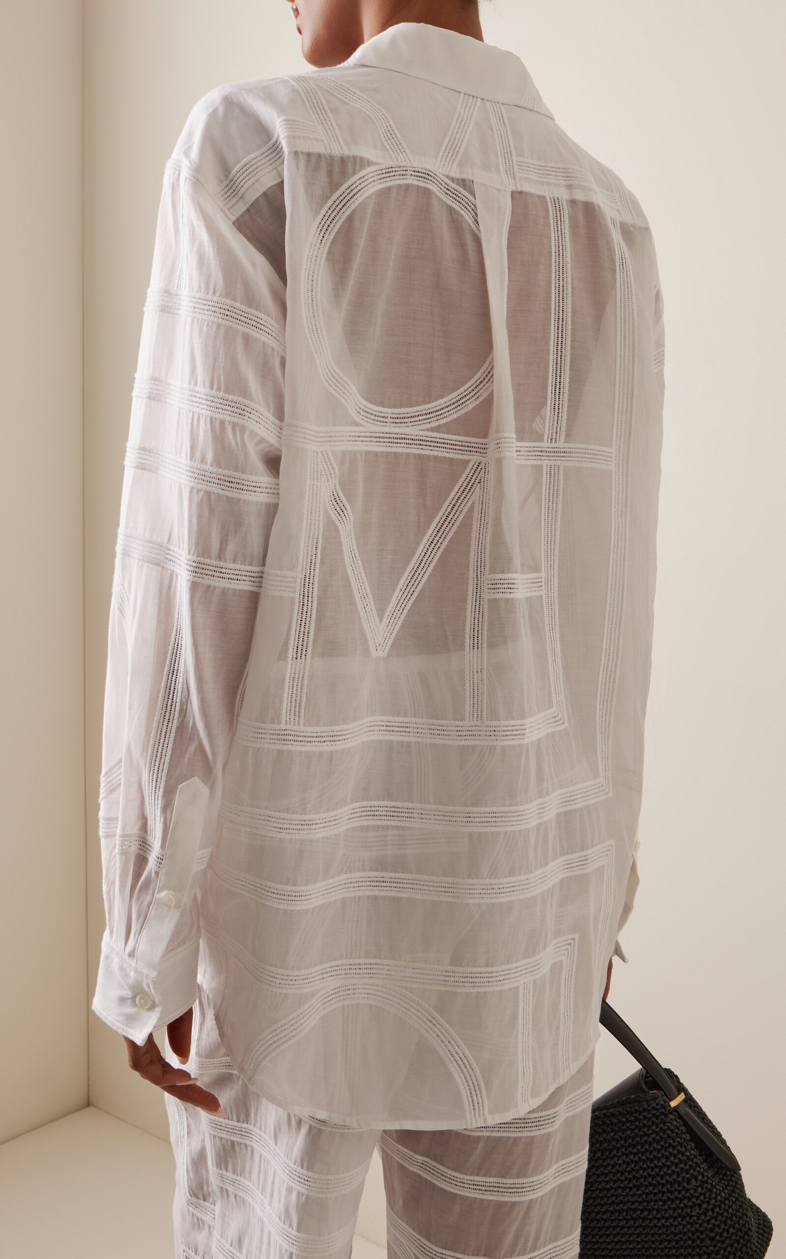 Embroidered Cotton-Silk Shirt white - 4