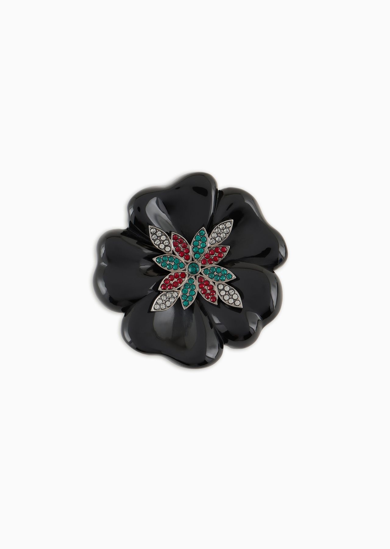 Swarovski crystal and resin flower-shaped brooch - 1