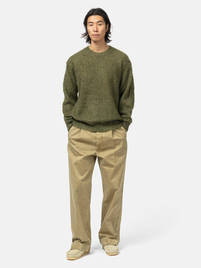 AURALEE Brushed Super Kid Mohair Knit P/O Olive outlook