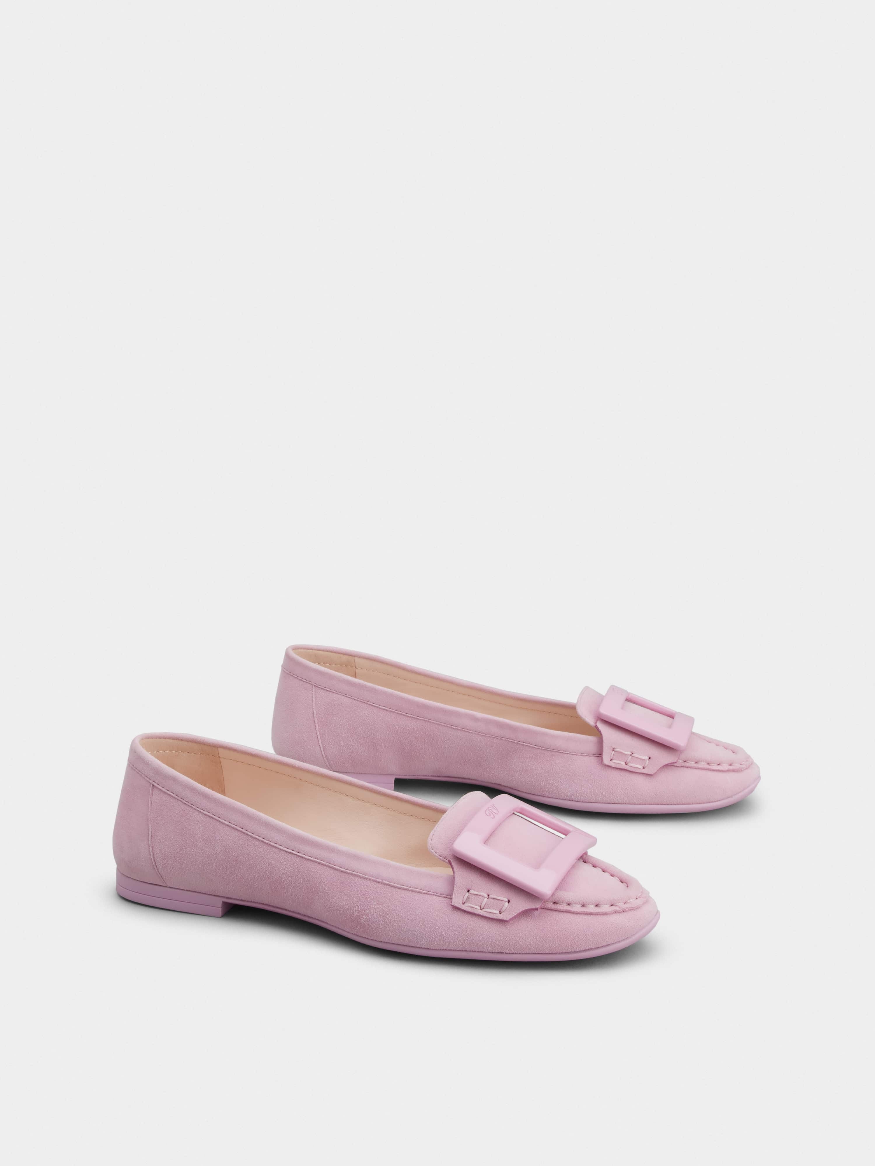 Lacquered Buckle Loafers  in Suede - 2