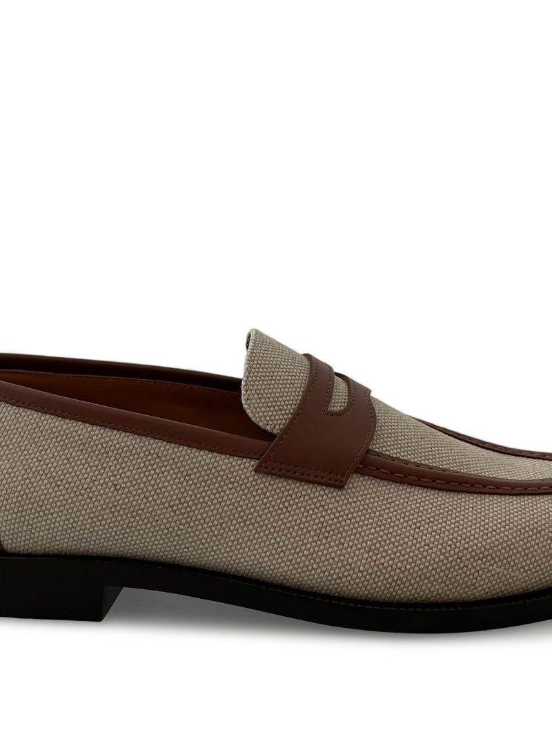 Loro Piana Sergio leather-trimmed canvas loafers outlook