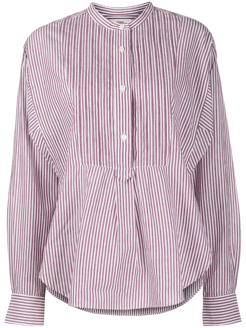 pleated-bib striped shirt - 1