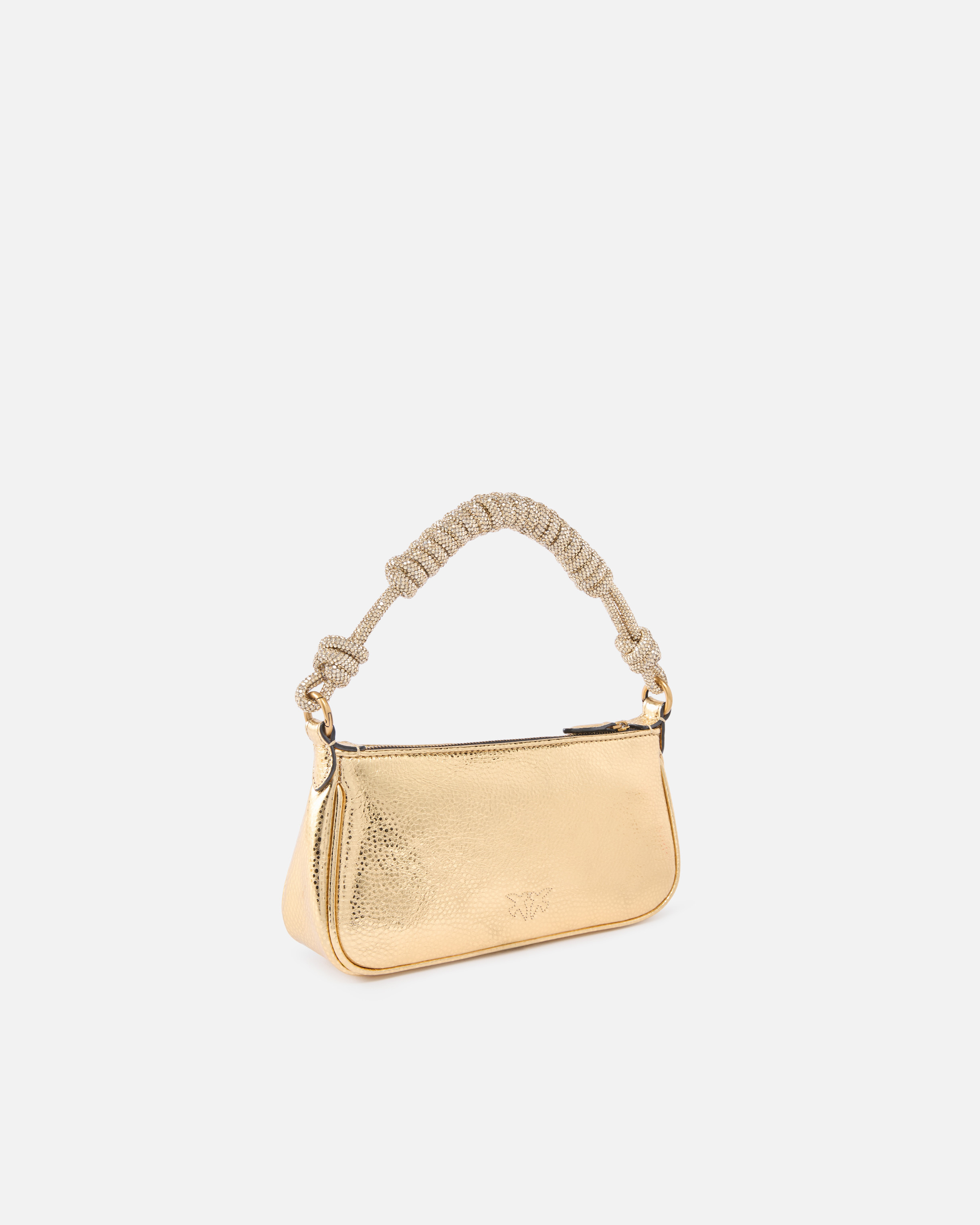 MINI HALF MOON BAGUETTE SMALL HANDBAG IN LAMINATED LEATHER WITH RHINESTONES - 2