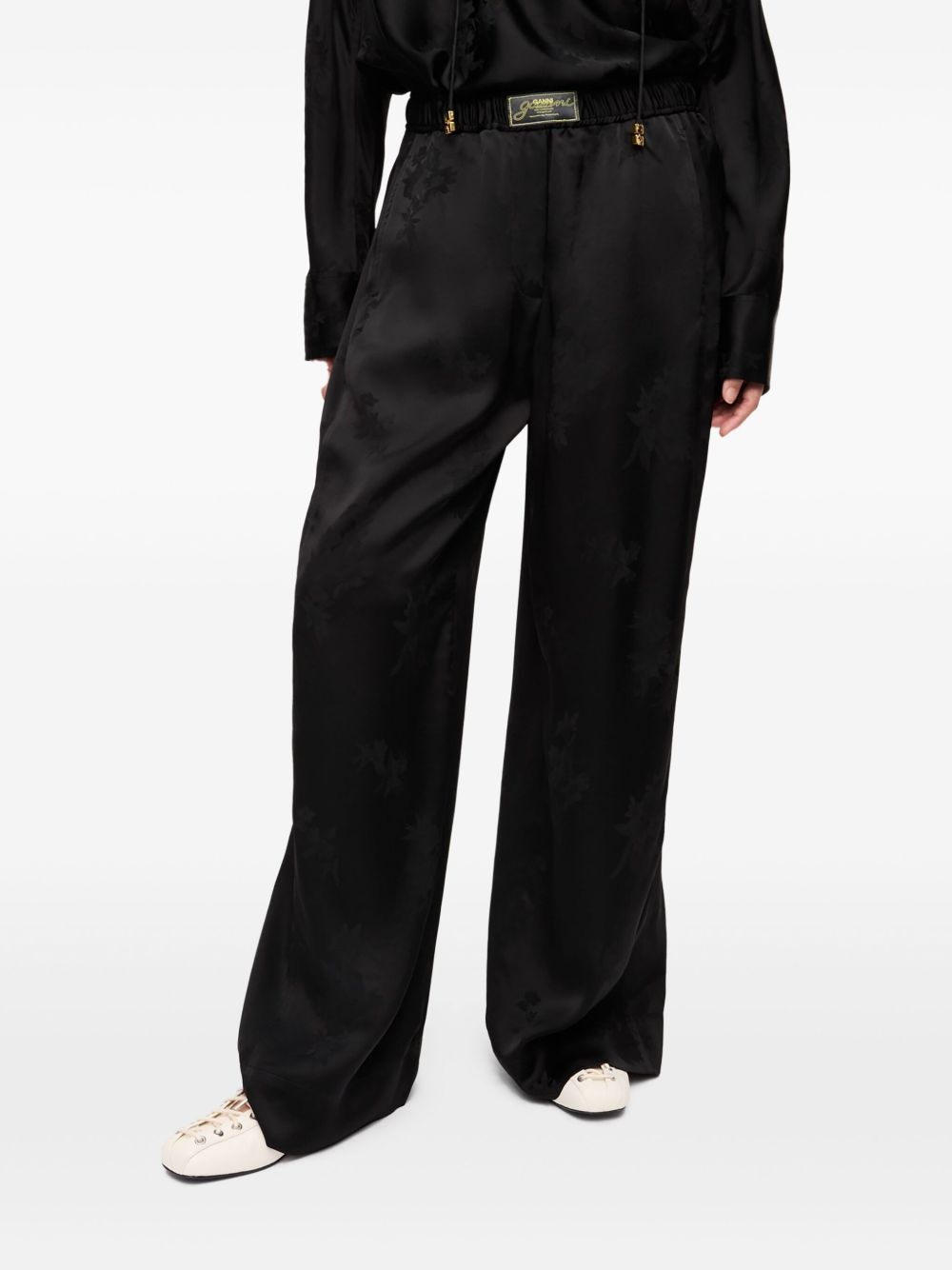 floral-jacquard trousers - 3