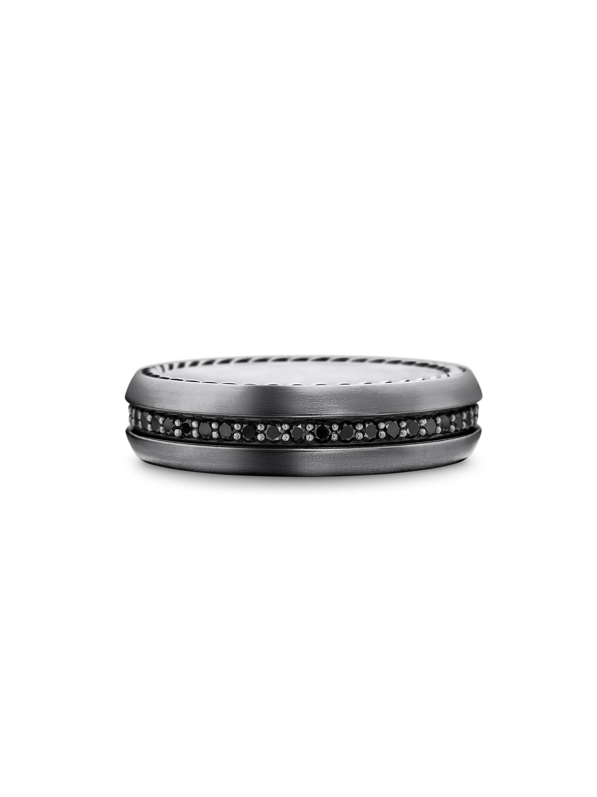 Men's Streamline Band Ring in Grey Titanium - Black Diamond - 1