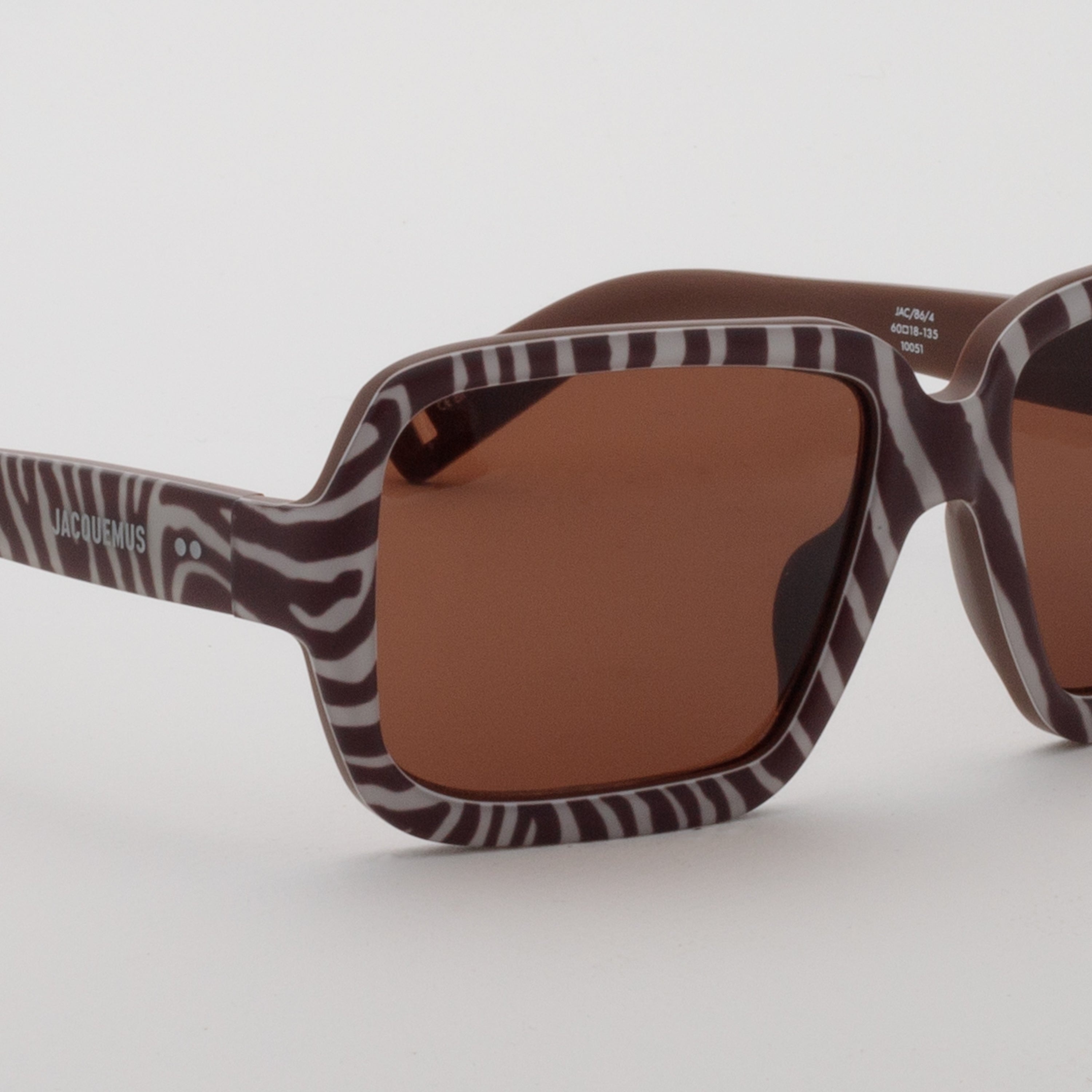 Cabana Oversize Sunglasses in Matt Brown and White Zebra - 3