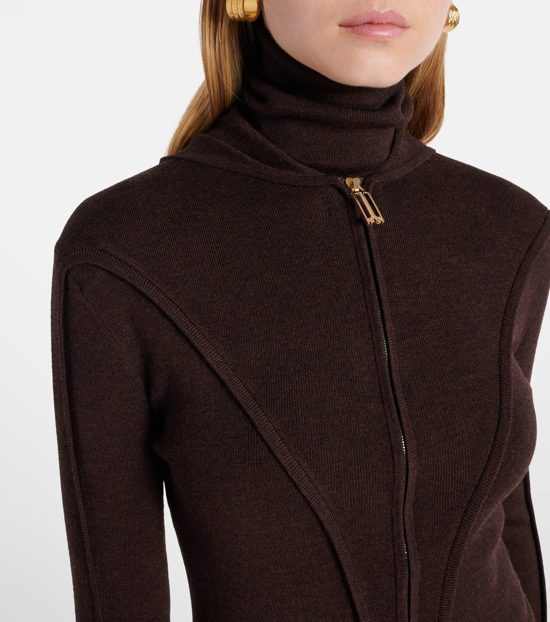 Wool-blend jersey zip-up hoodie - 4