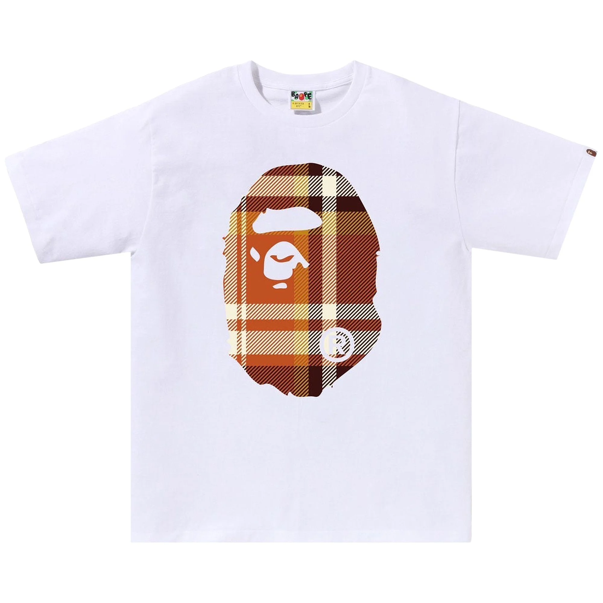 BAPE Check Big Ape Head Tee 'White' - 1