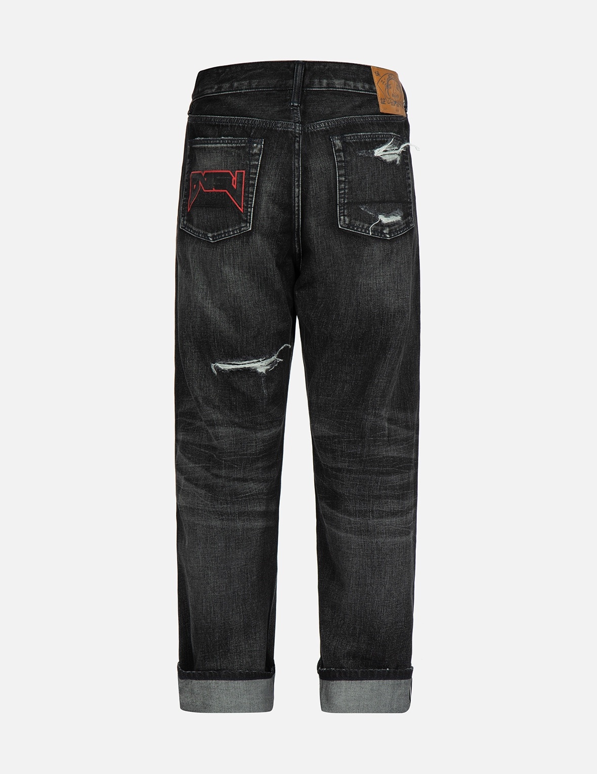LOGO PRINT LOOSE-FIT DISTRESSED DENIM JEANS - 2