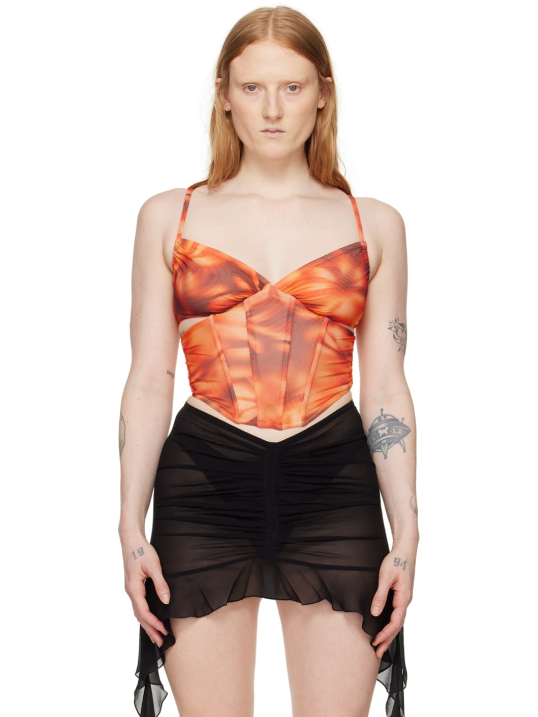 Orange Printed Corset - 1