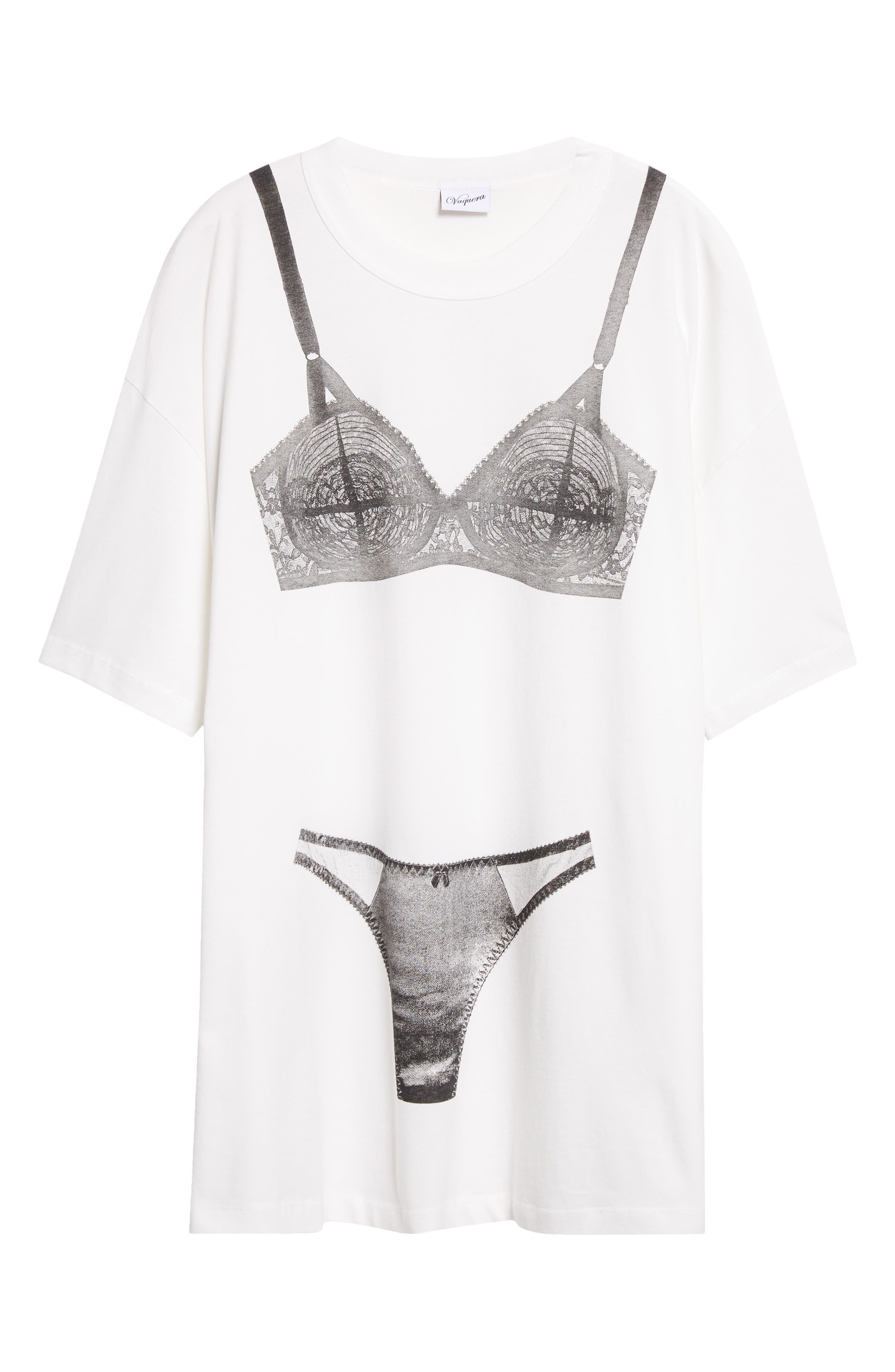 Vaquera Trompe l'Oeil Lingerie Tall Graphic T-Shirt in Off White 1 at Nordstrom - 5