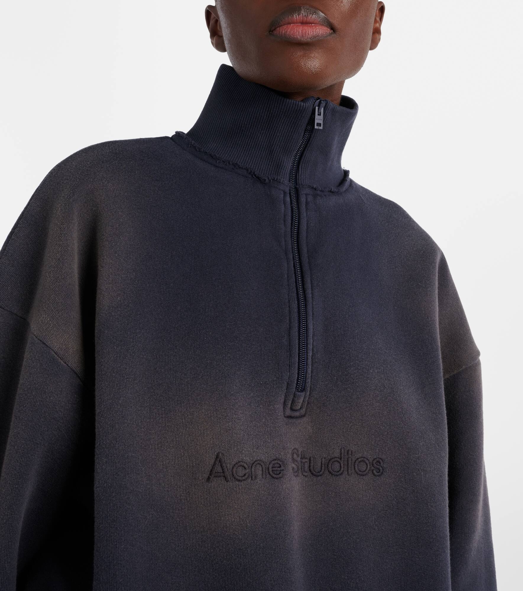 Logo cotton jersey half-zip sweatshirt - 4