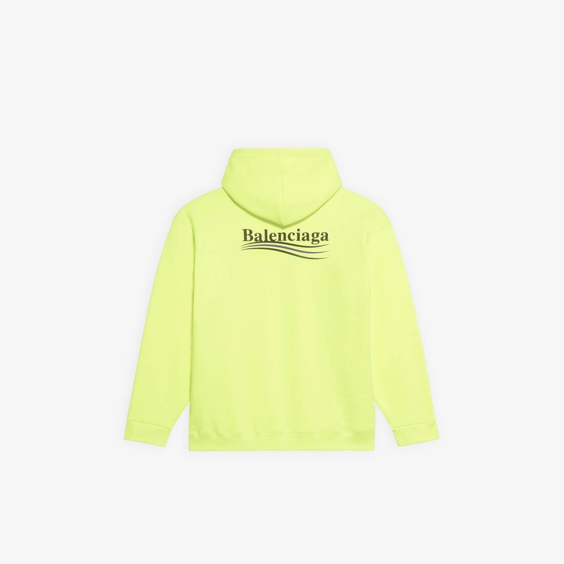 Men's Political Campaign Medium Fit Hoodie in Fluo Yellow/black - 2