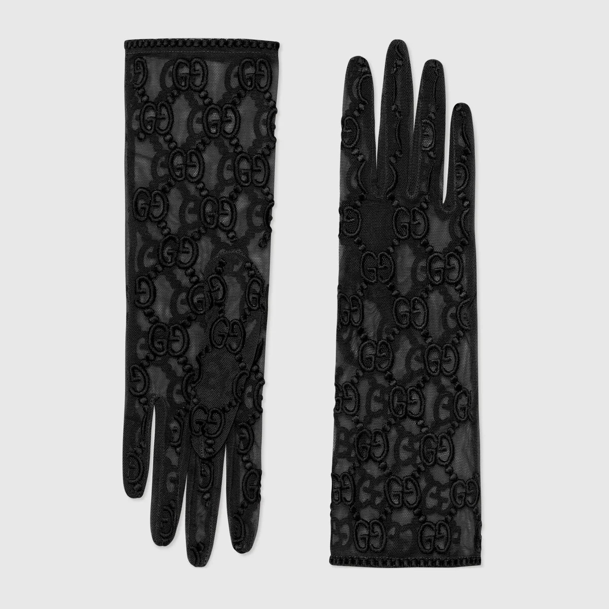 Tulle gloves with GG motif - 1