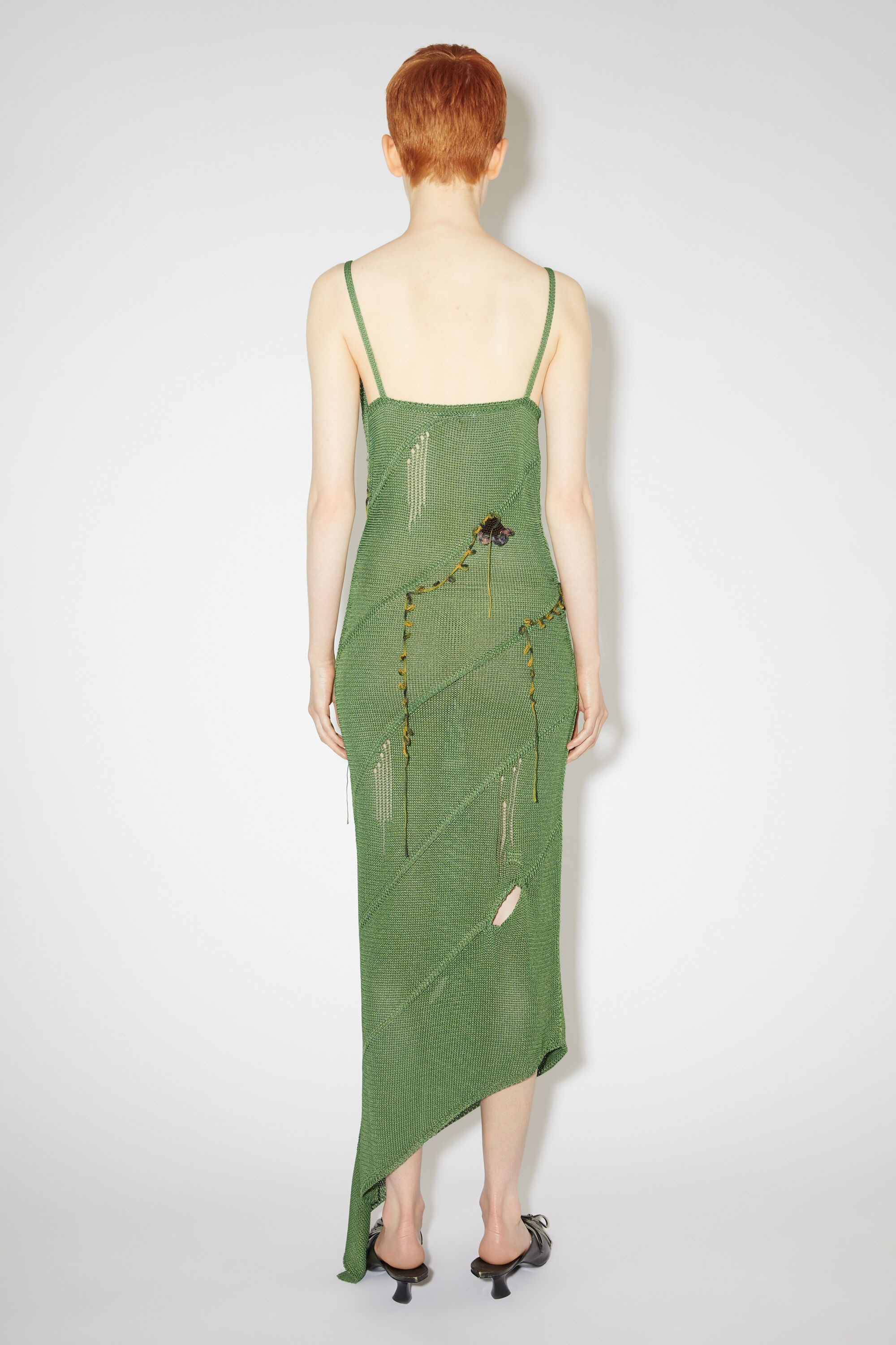 Crochet strap dress - Moss Green - 3