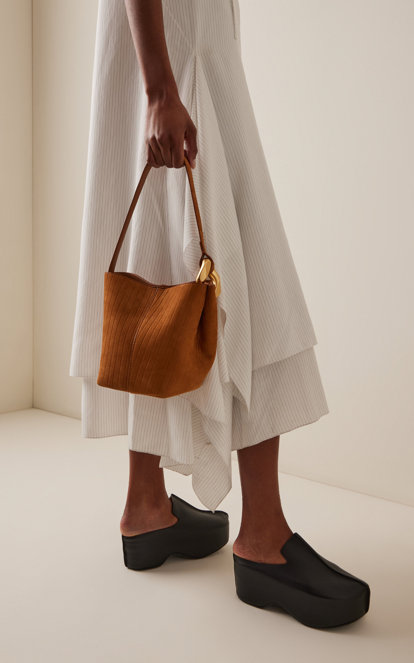 The JWA Corner Small Leather Bucket Bag brown - 2