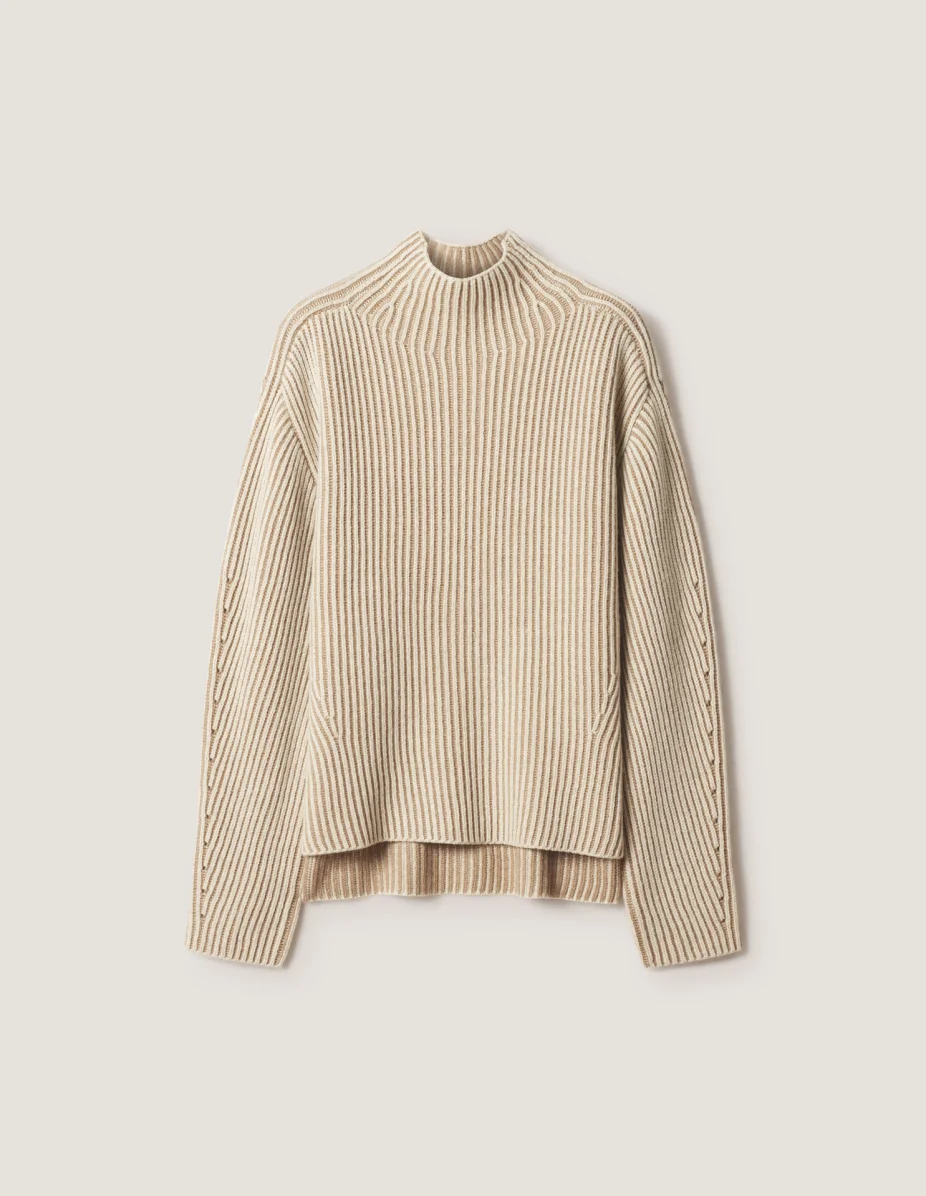 PLAITED RIB HIGH NECK JUMPER - 1