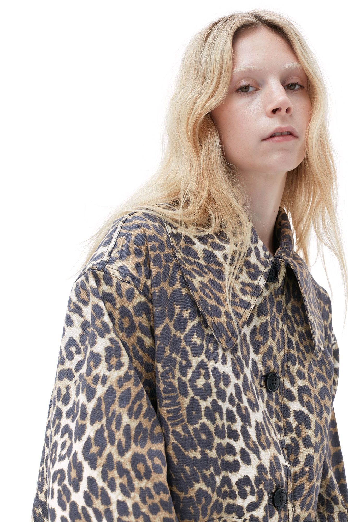 LEOPARD PRINTED CANVAS COAT - 5