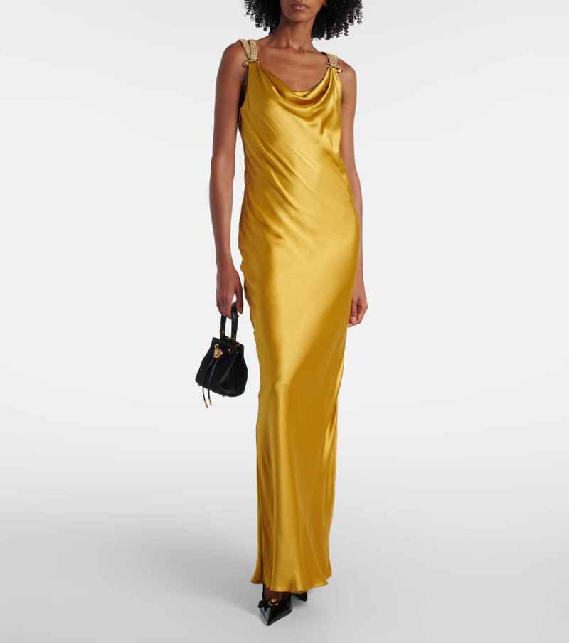 VERSACE Safety Pin embellished silk satin gown outlook