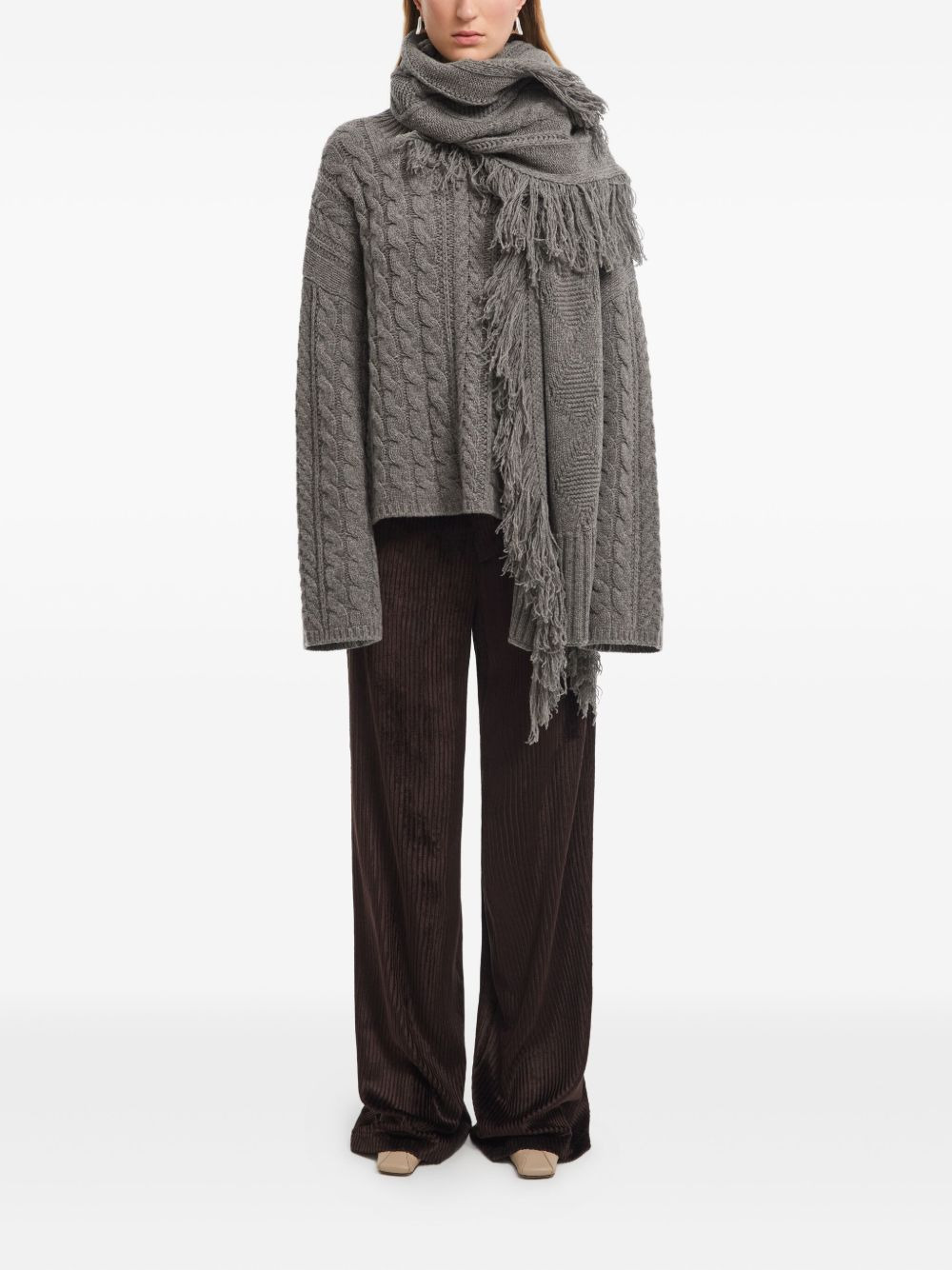 cable-knit fringe scarf - 2