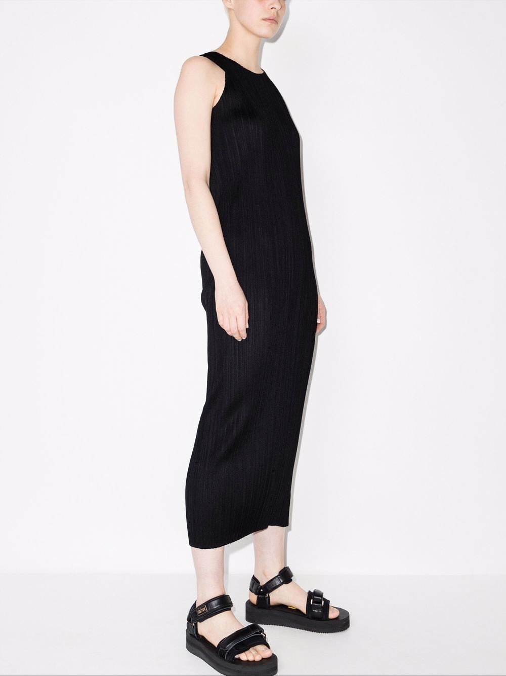 pleated sleeveless column dress - 2