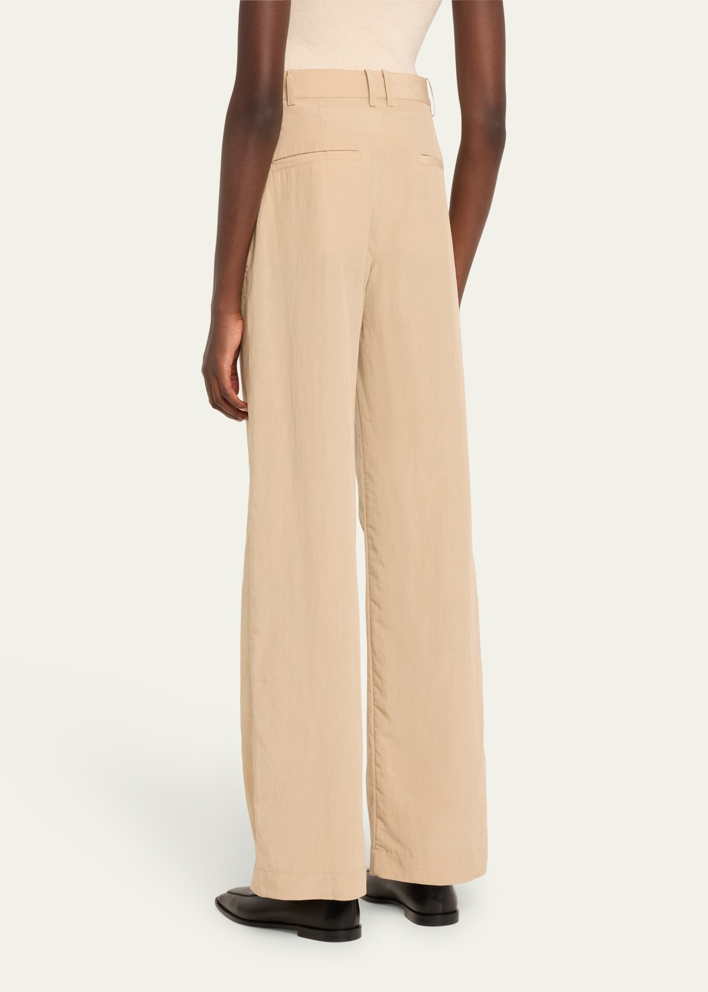 Mid-Rise Textured Wide-Leg Trousers - 3