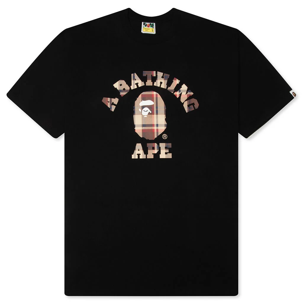 BAPE CHECK COLLEGE TEE - BLACK/RED - 1