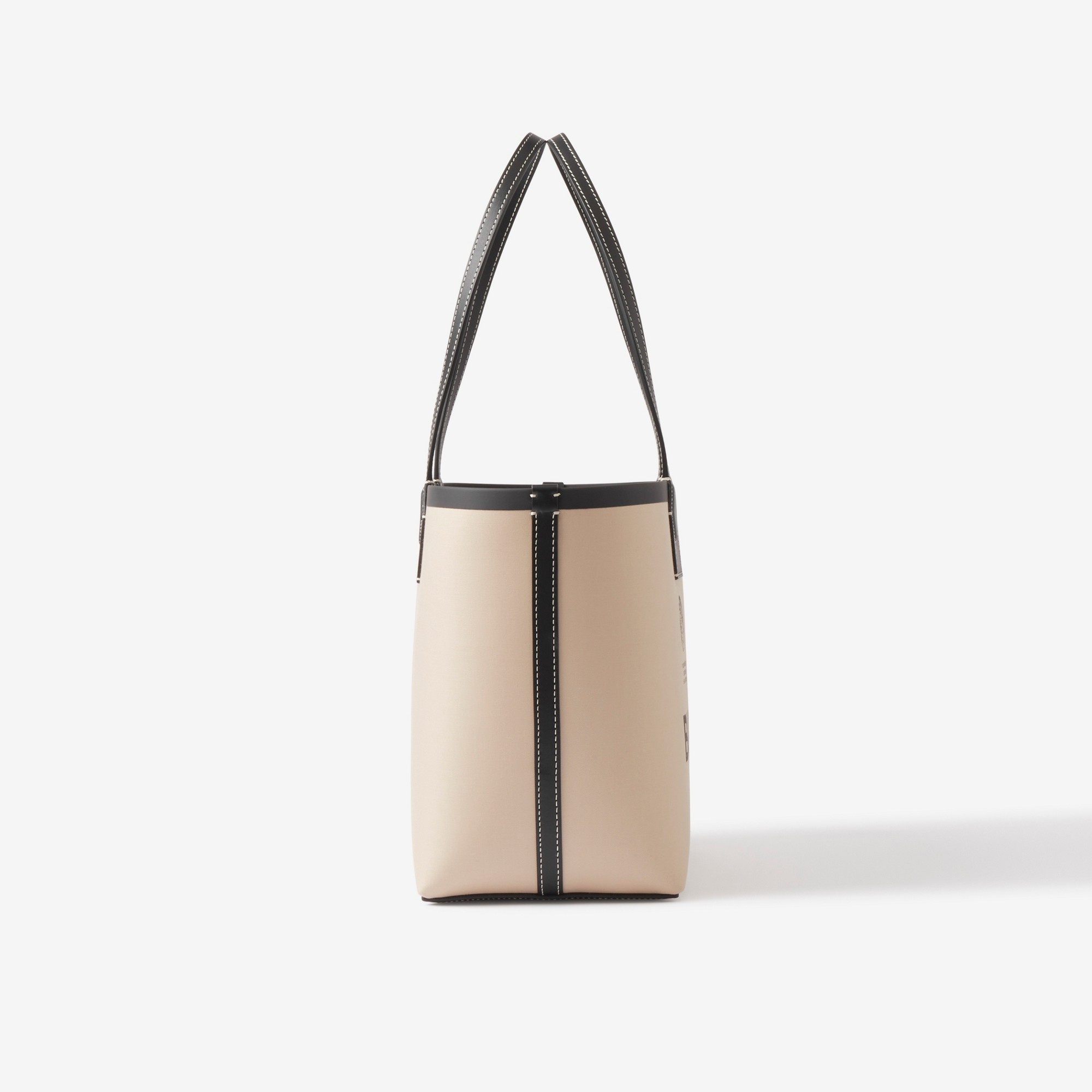 Label Print Cotton and Leather Small London Tote Bag - 2