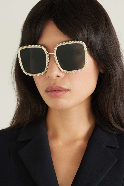 Dior MissDior S2U embellished oversized square-frame gold-tone sunglasses outlook