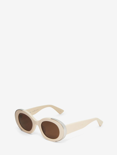 Alexander McQueen Women's The Grip Oval Sunglasses in Ivory/brown outlook