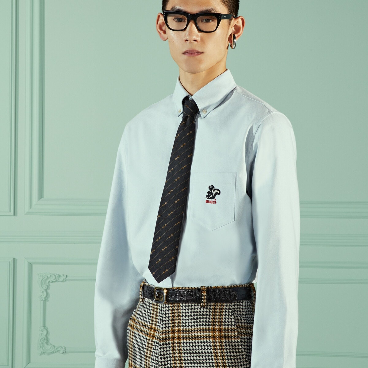 Horsebit striped wool jacquard tie - 3