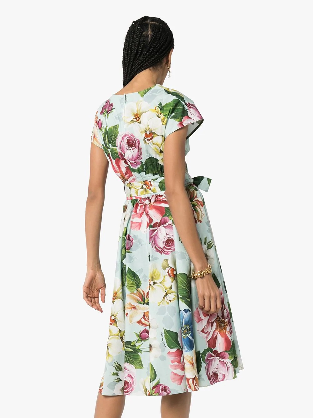 belted floral-print dress - 4