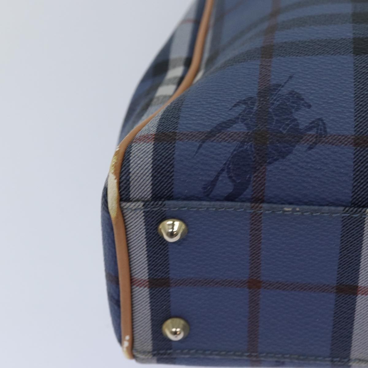 Burberry Nova Check Tote Bag Pvc Leather Blue - 15