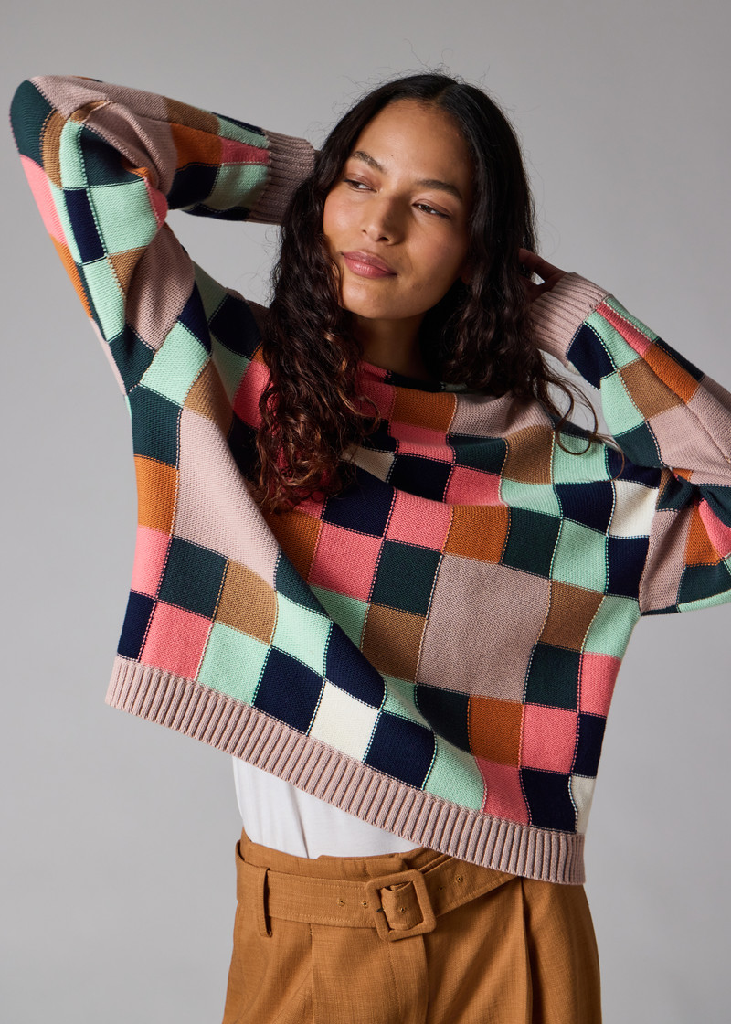 Women's Geometric Square Knitted Sweater 5