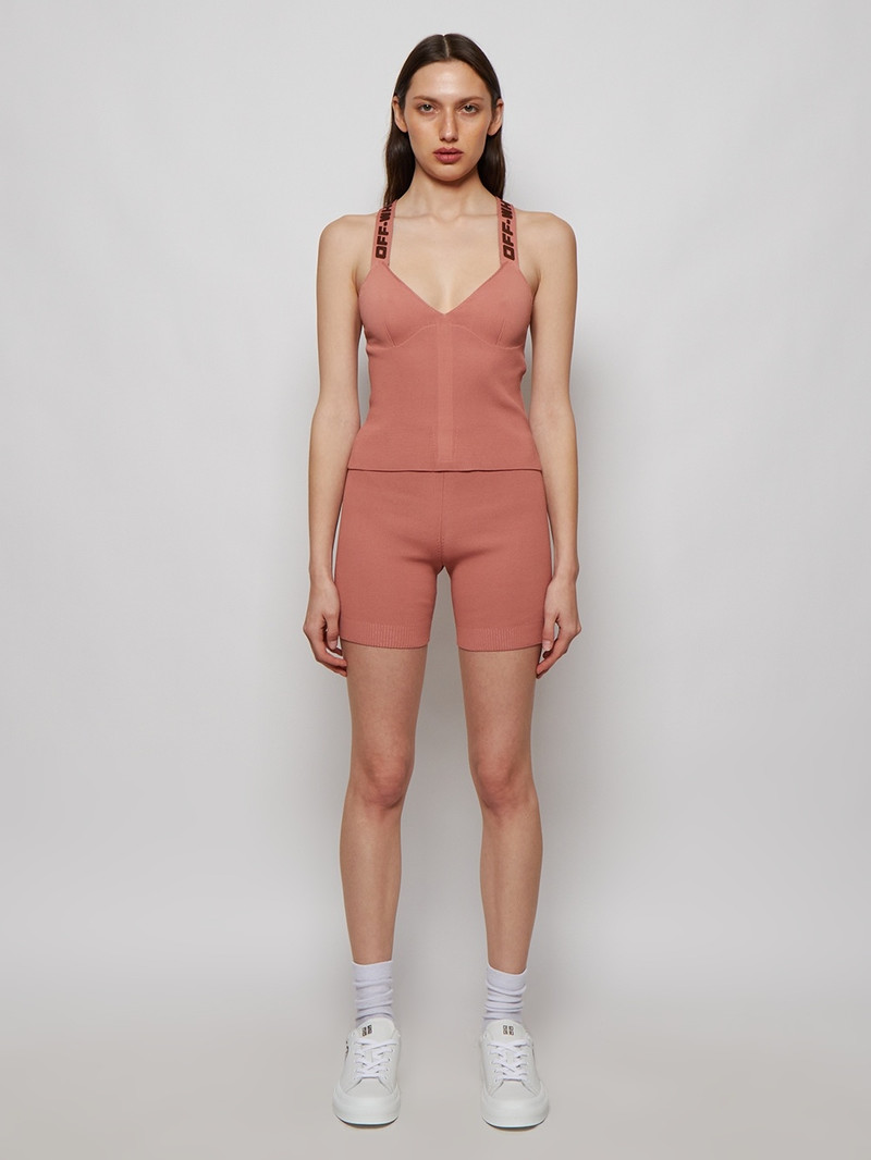 Off-White Logo Band Shorts Nude Pink And Brown outlook