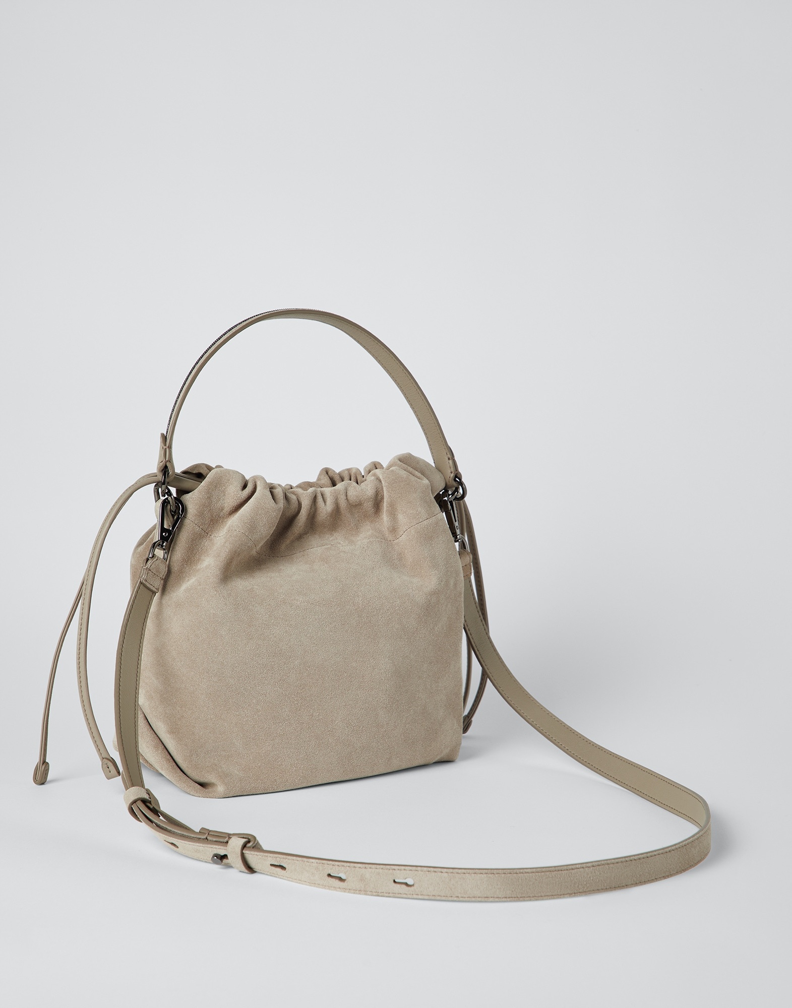 Suede bucket bag with Precious handle - 2